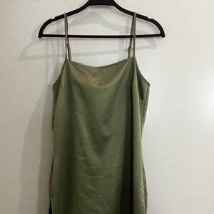Green Satin Slip Dress